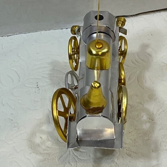 VTG Metal Two Tone Train Engine Hanging Christmas Holiday Ornament 4" - Picture 4 of 12